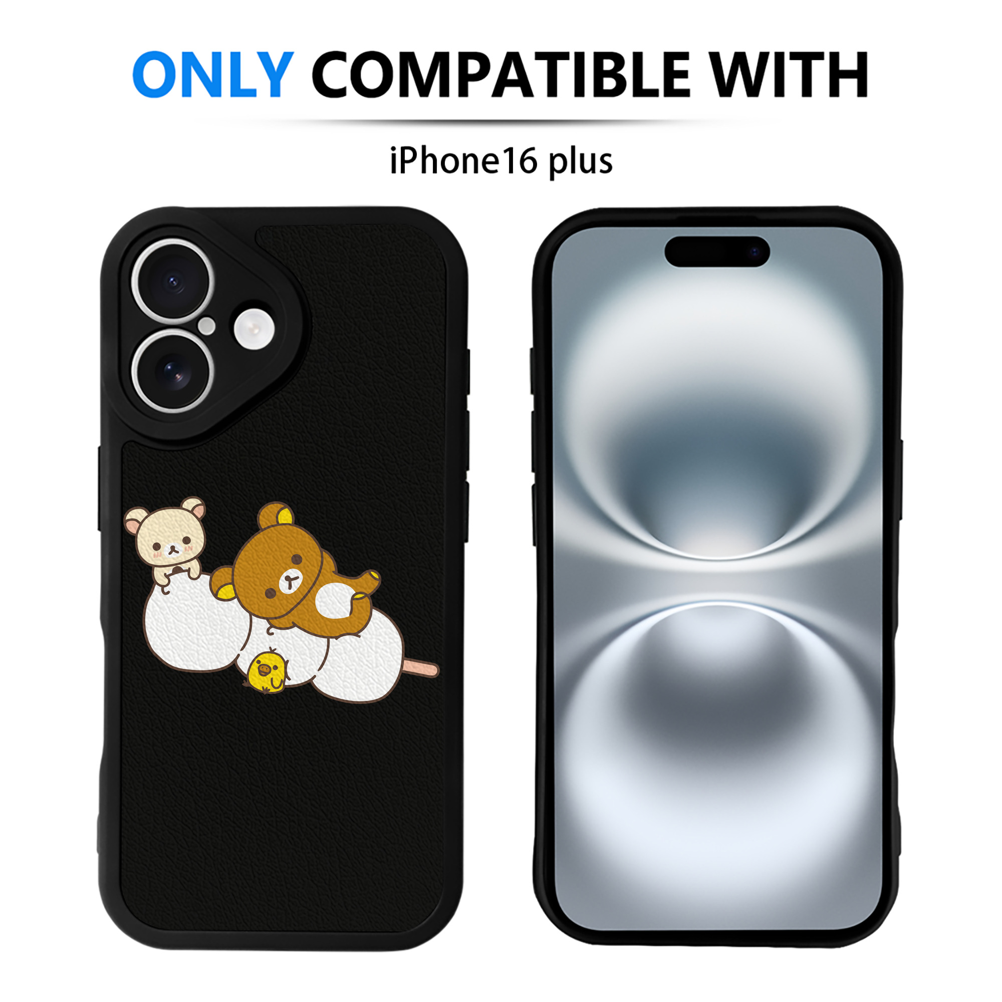 （画像用） リラックマ リラックマ キイロイトリ Rilakkuma Korilakkuma Kiiroitori 【iPhone 16シリーズ対応】シリコンスマホケース（レザー調） 材質：シリコン